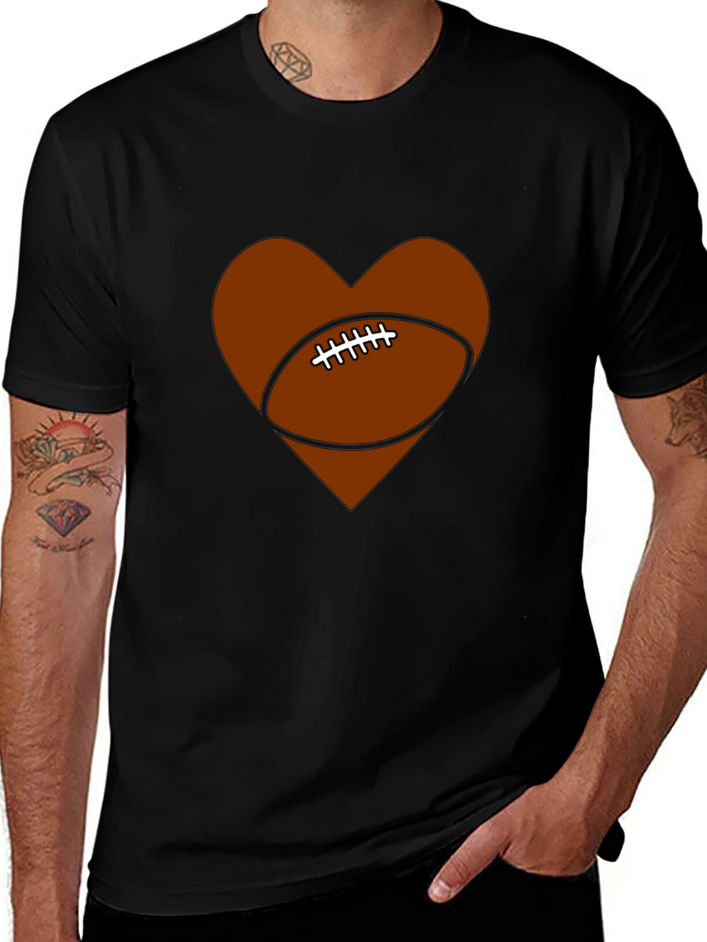 Football Heart Graphic Tee - Game Day Ready!