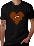 Football Heart Graphic Tee - Game Day Ready!