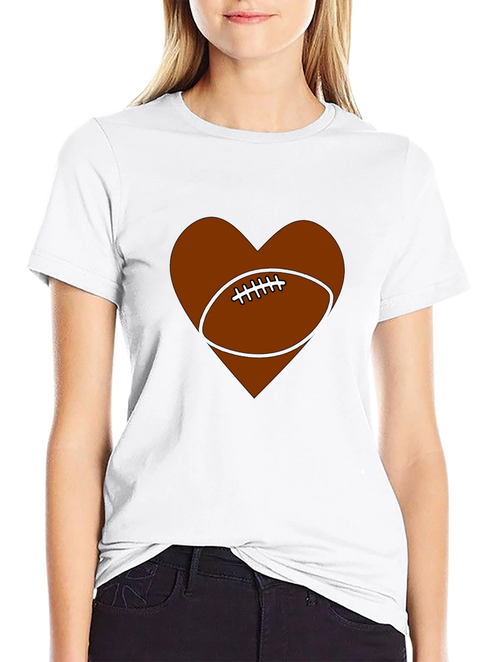 Football Heart Graphic Tee - Game Day Ready!