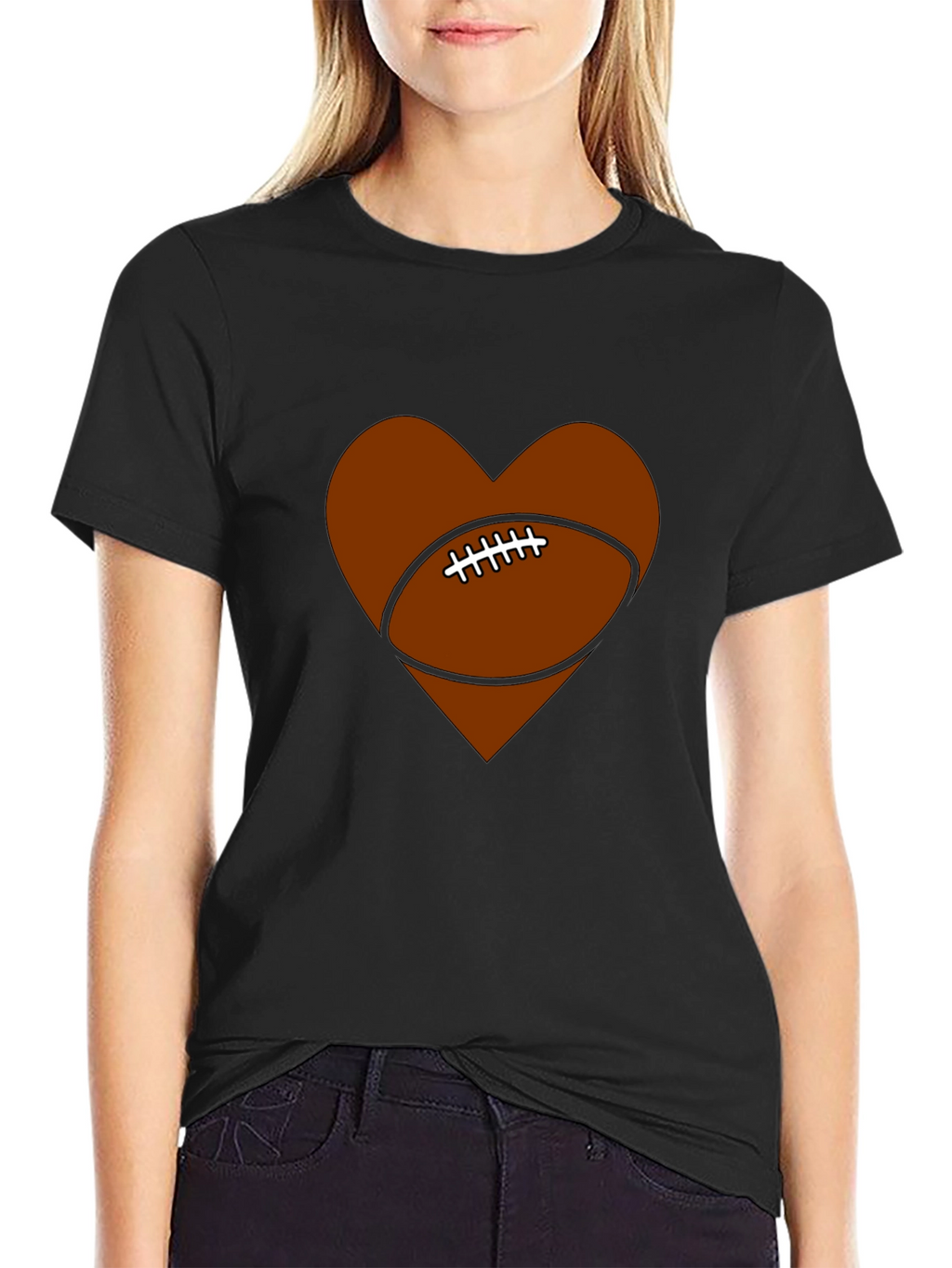 Football Heart Graphic Tee - Game Day Ready!