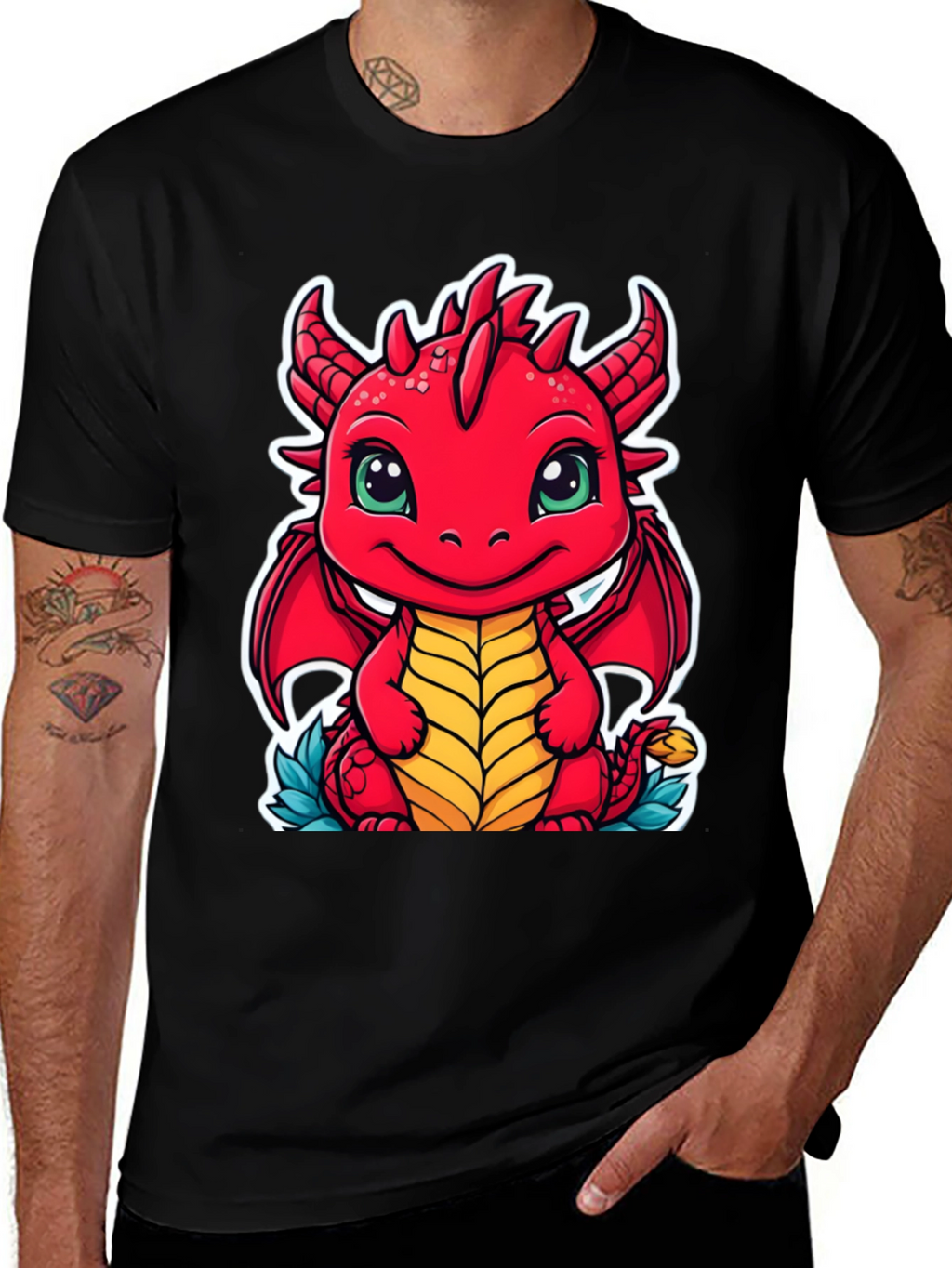 Cute Dragon Graphic Tee - Unisex Black T-Shirt