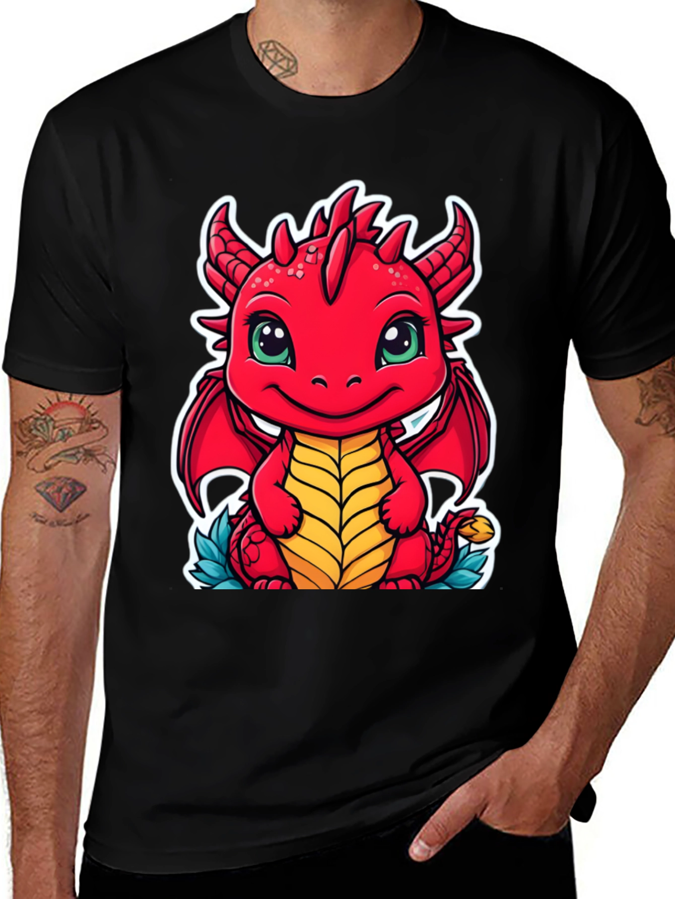 Cute Dragon Graphic Tee - Unisex Black T-Shirt