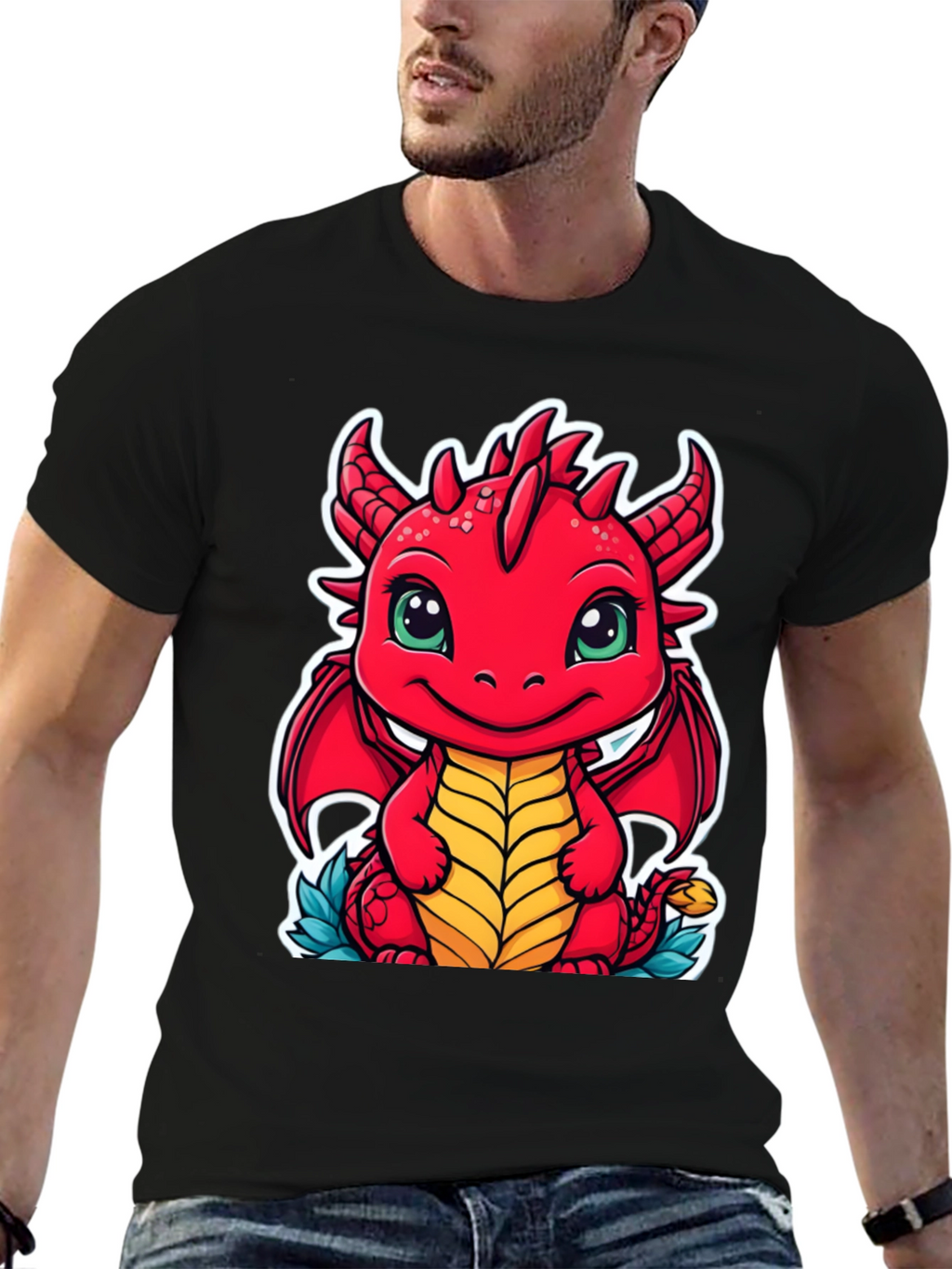 Cute Dragon Graphic Tee - Unisex Black T-Shirt