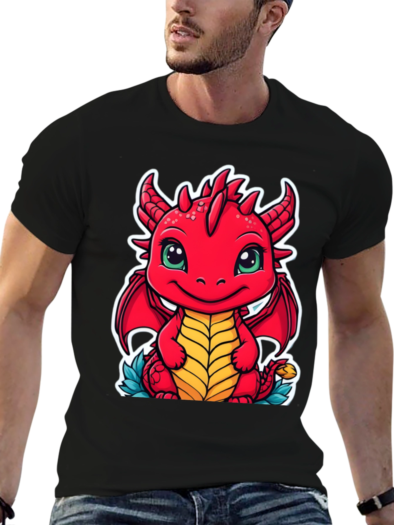 Cute Dragon Graphic Tee - Unisex Black T-Shirt