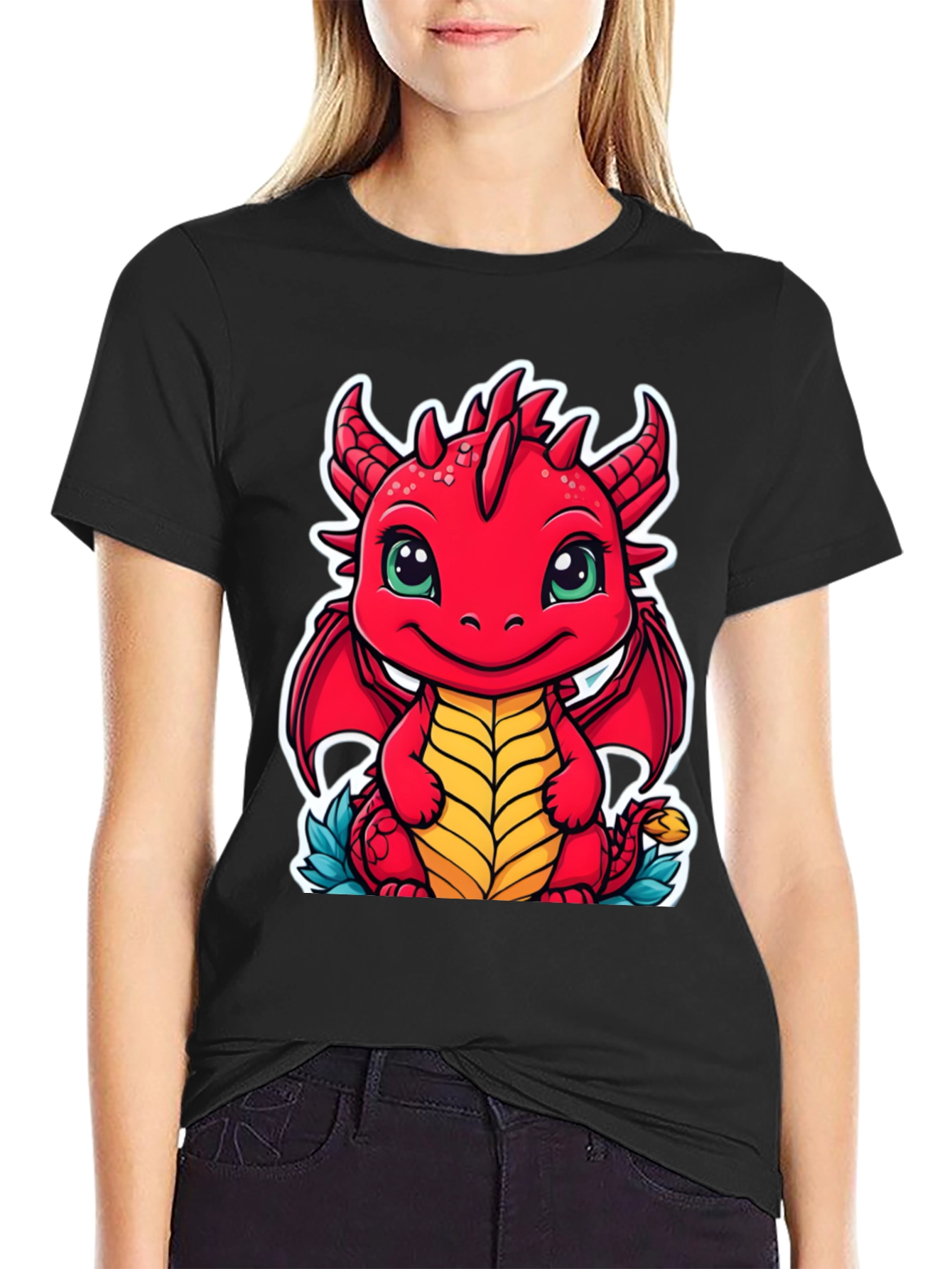 Cute Dragon Graphic Tee - Unisex Black T-Shirt