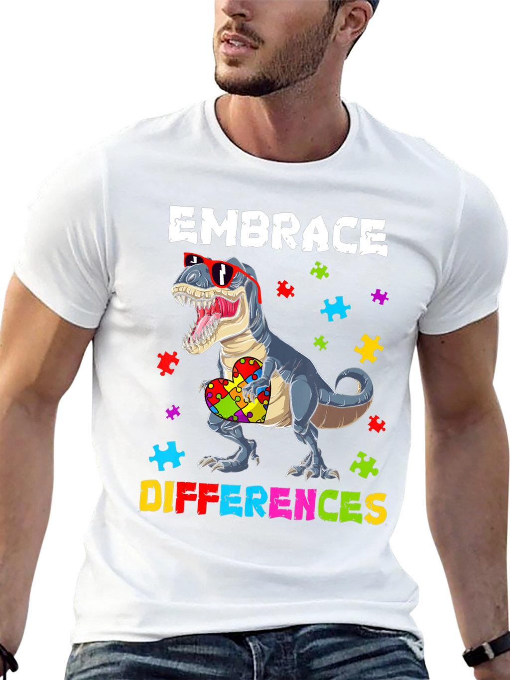 Embrace Differences T-Rex Autism Awareness Tee