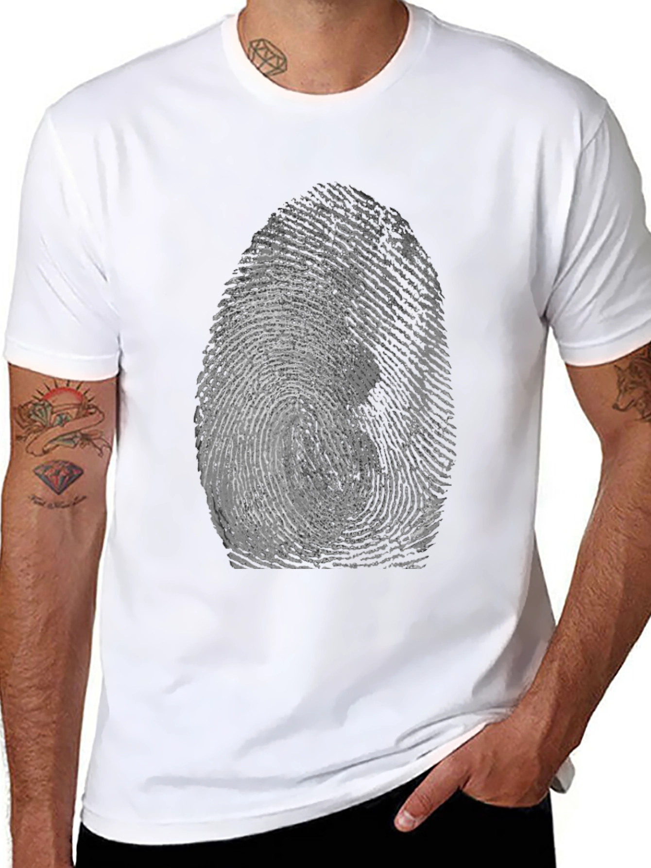 Fingerprint Graphic Tee - Unique Black T-Shirt