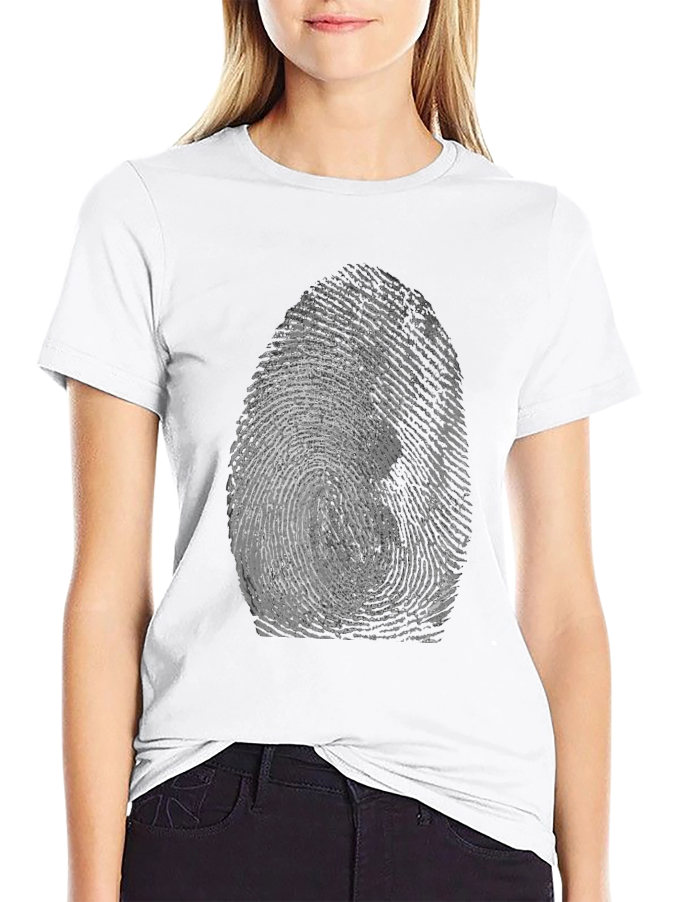 Fingerprint Graphic Tee - Unique Black T-Shirt