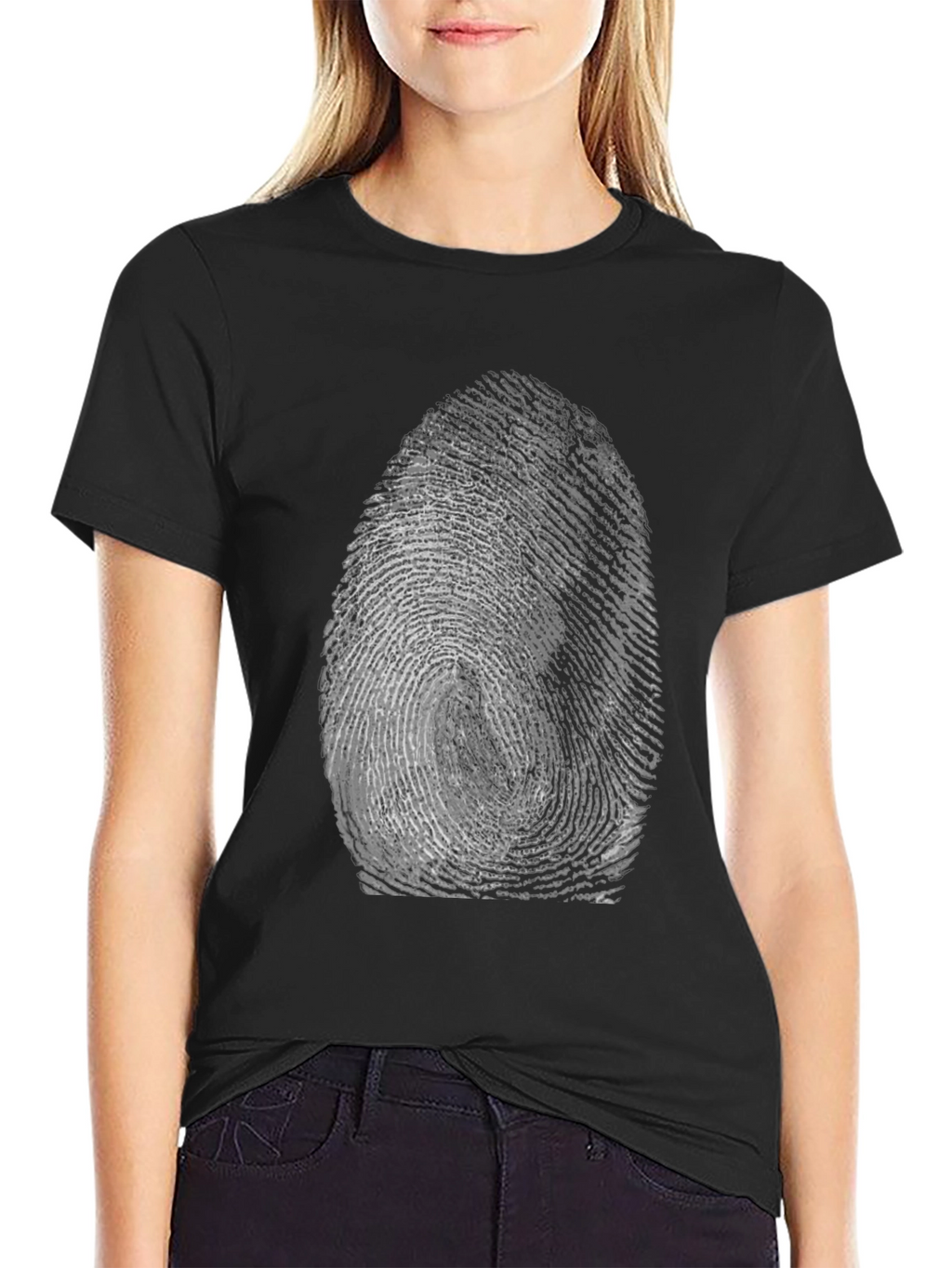 Fingerprint Graphic Tee - Unique Black T-Shirt