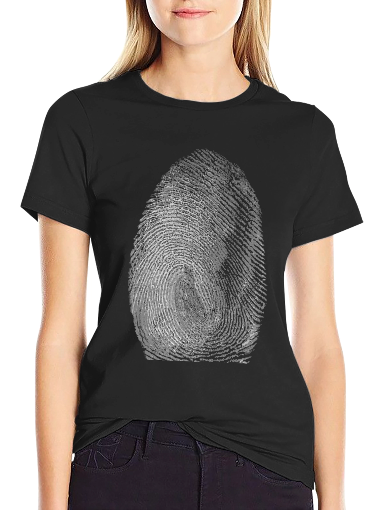 Fingerprint Graphic Tee - Unique Black T-Shirt