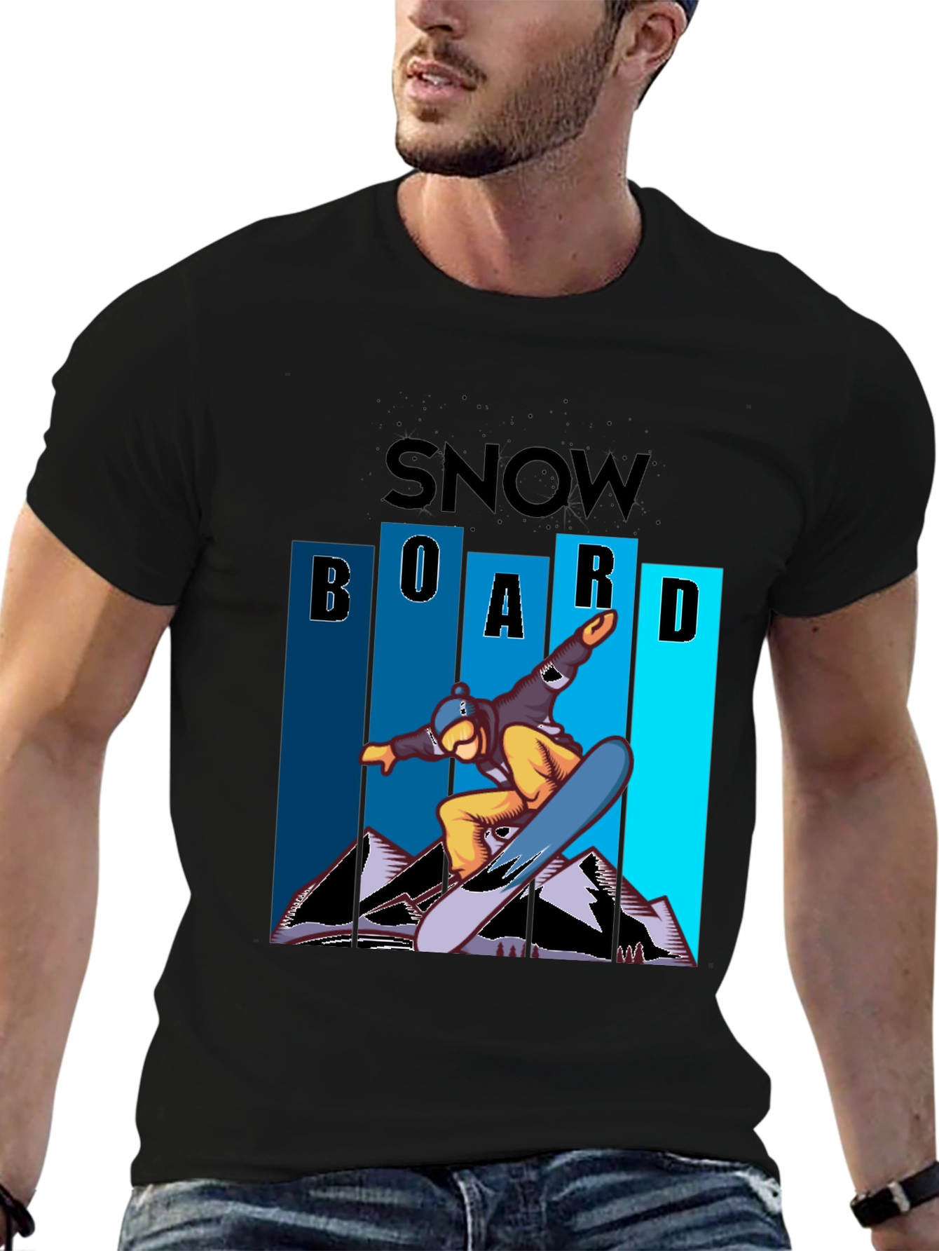 Snowboard Graphic Tee - Cool Black Shirt
