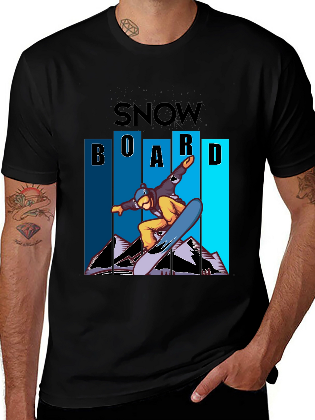 Snowboard Graphic Tee - Cool Black Shirt