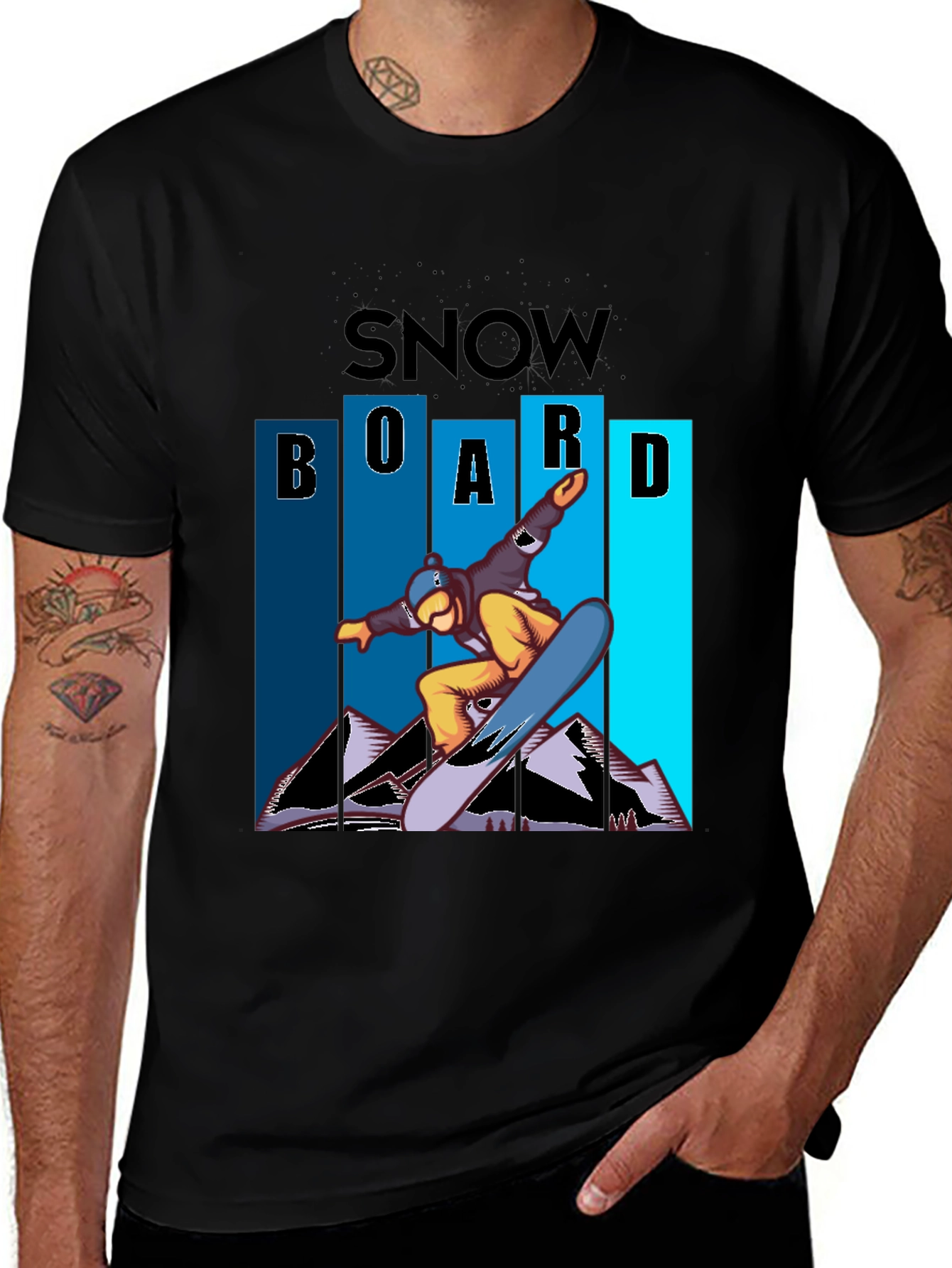 Snowboard Graphic Tee - Cool Black Shirt