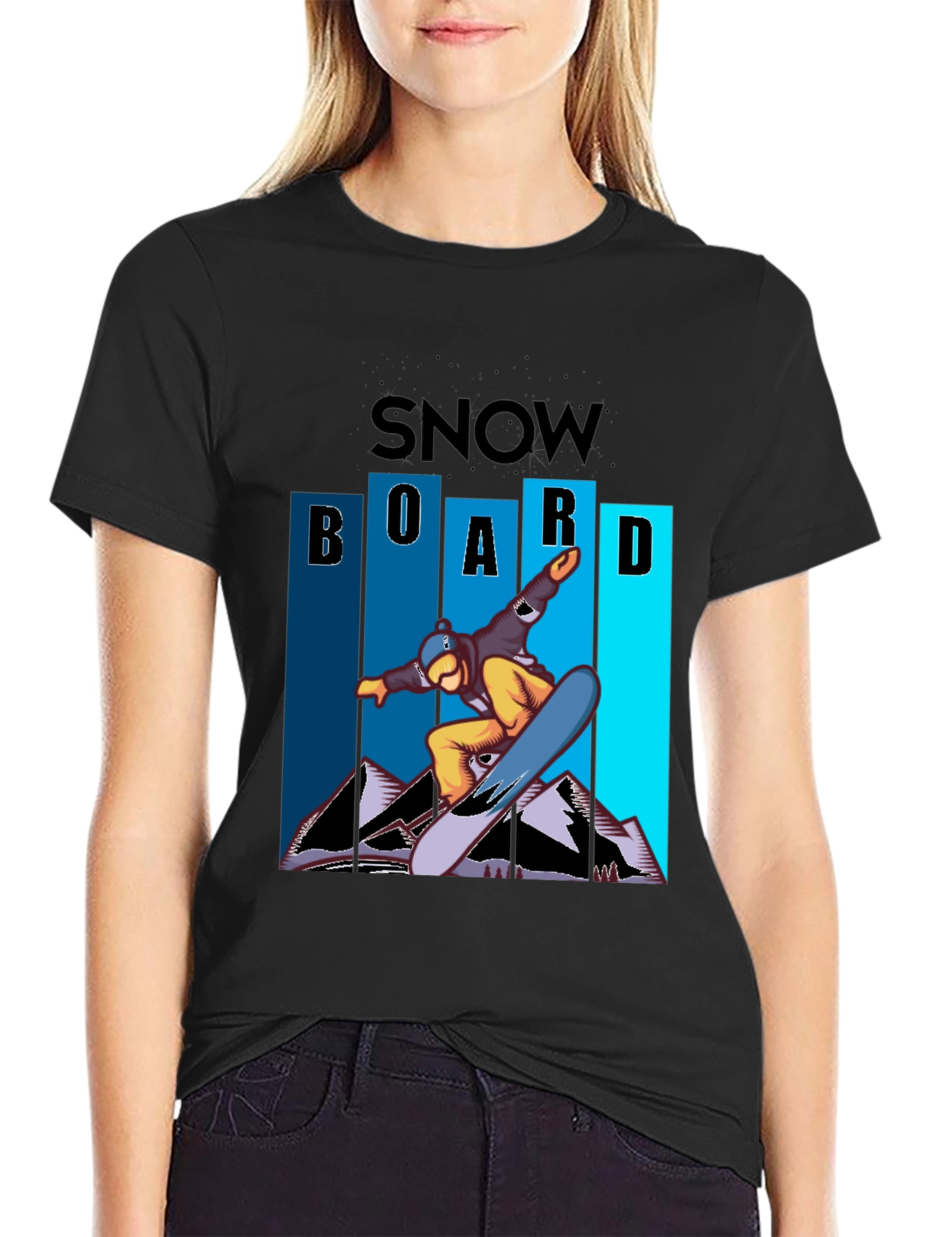 Snowboard Graphic Tee - Cool Black Shirt