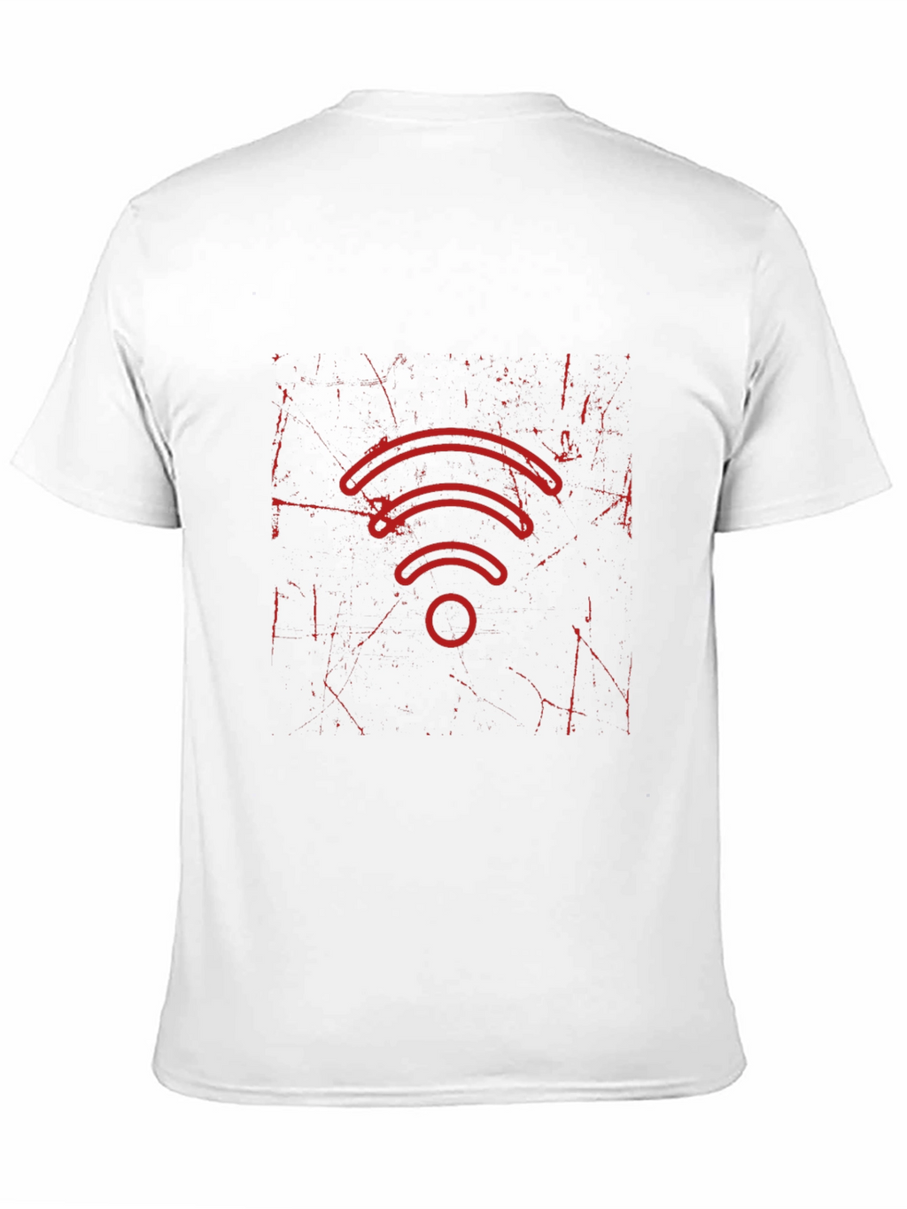 Distressed Red WiFi Symbol Black T-Shirt