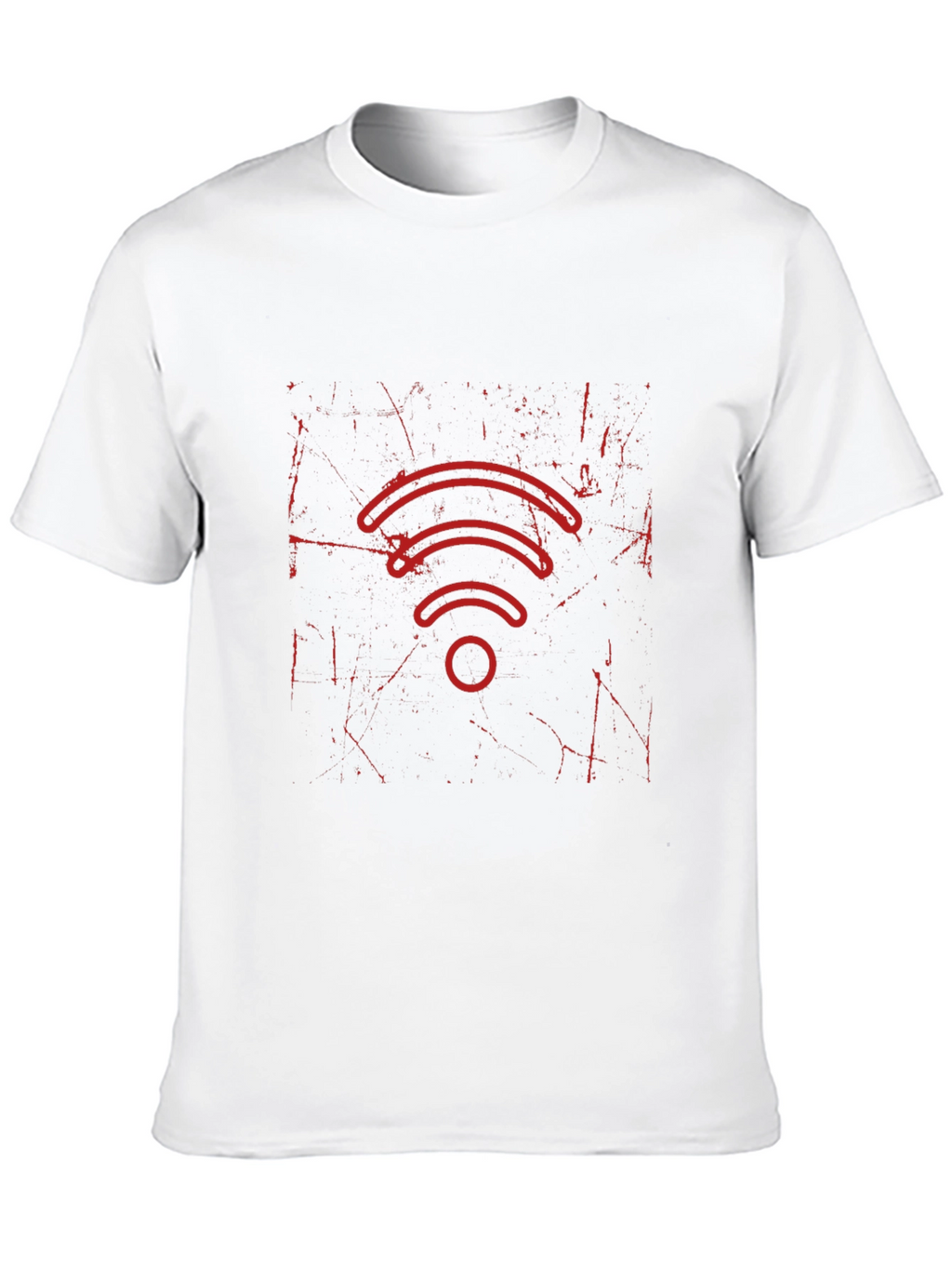 Distressed Red WiFi Symbol Black T-Shirt