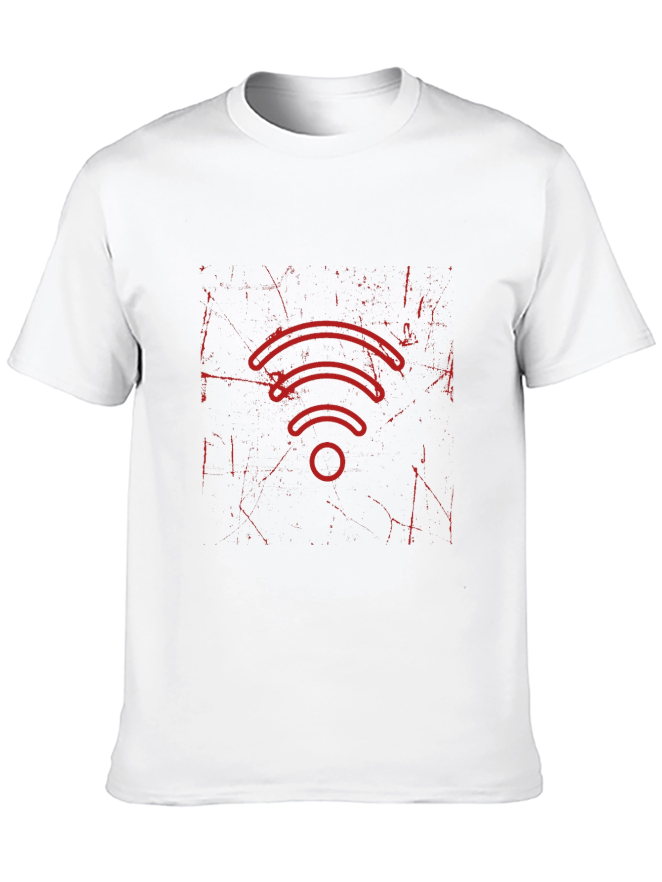 Distressed Red WiFi Symbol Black T-Shirt