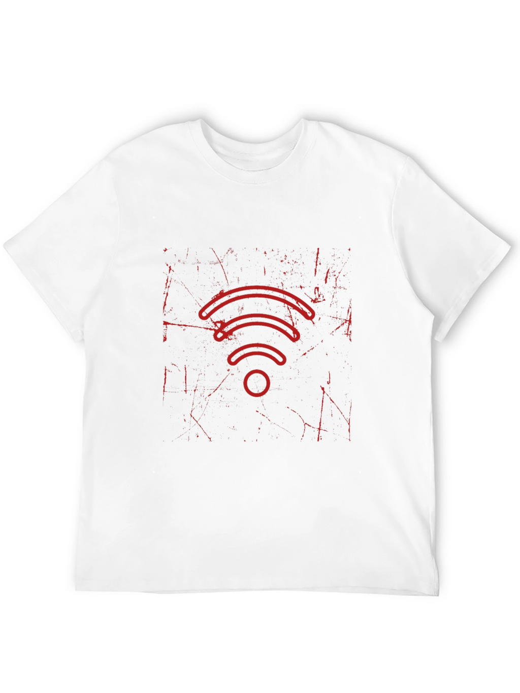 Distressed Red WiFi Symbol Black T-Shirt