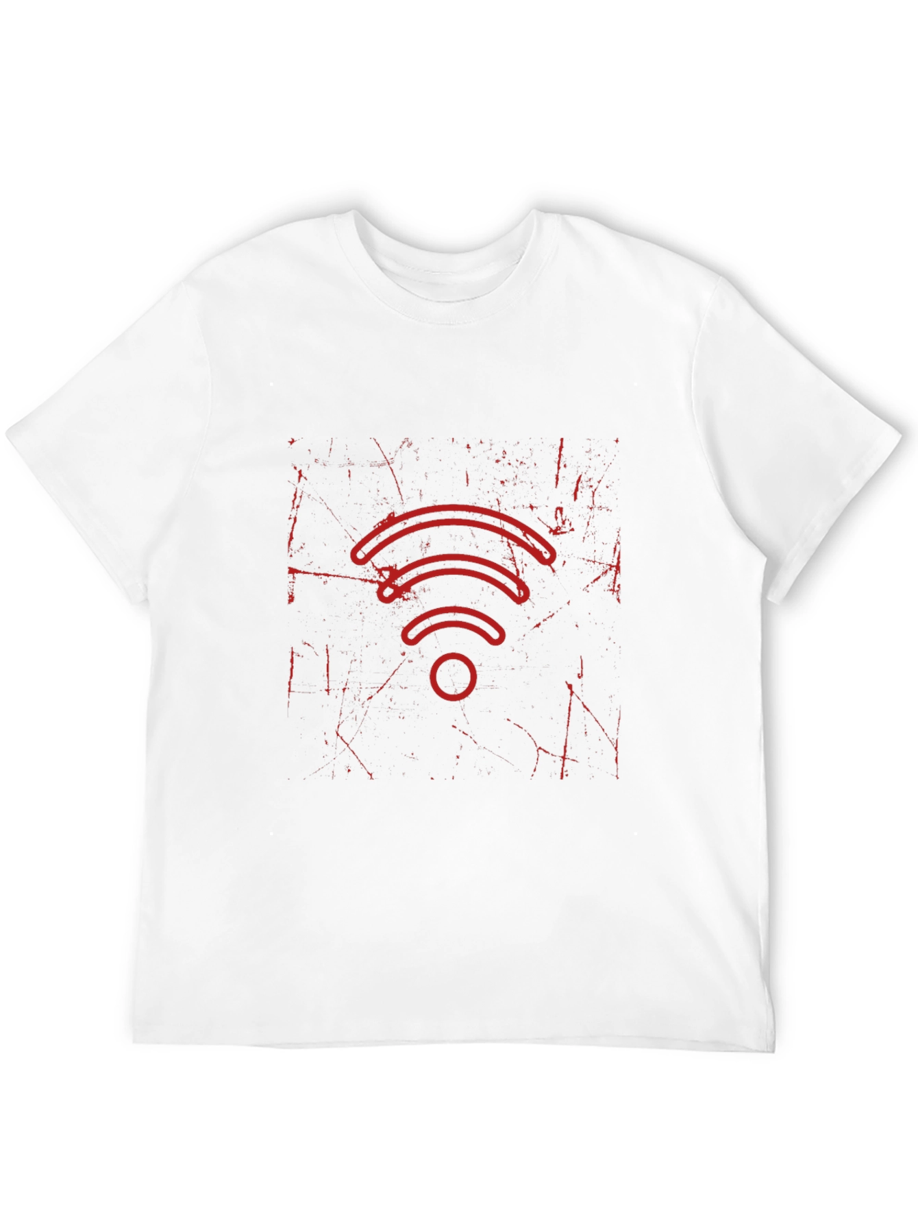Distressed Red WiFi Symbol Black T-Shirt