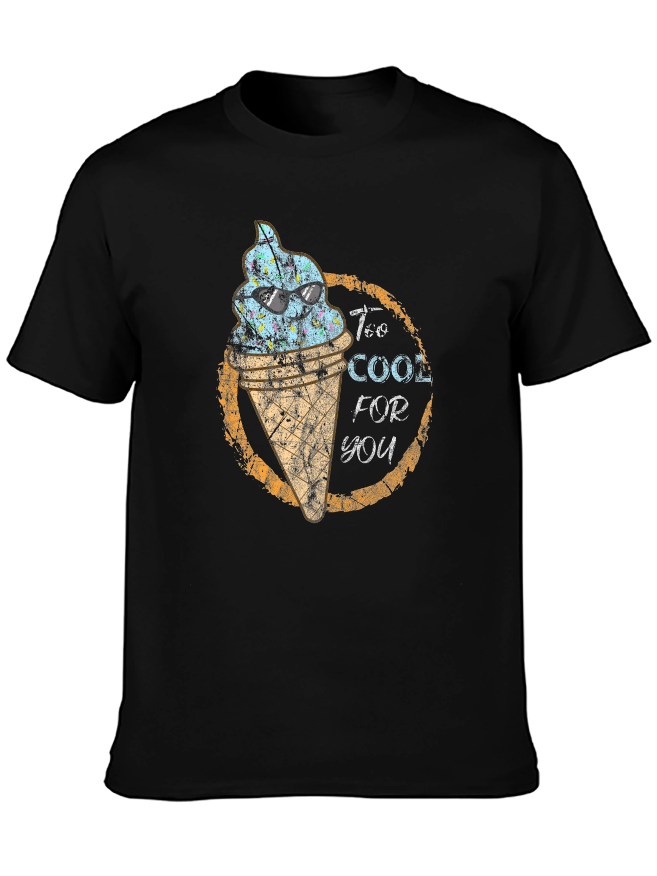 Too Cool For You Ice Cream Graphic Tee - Black