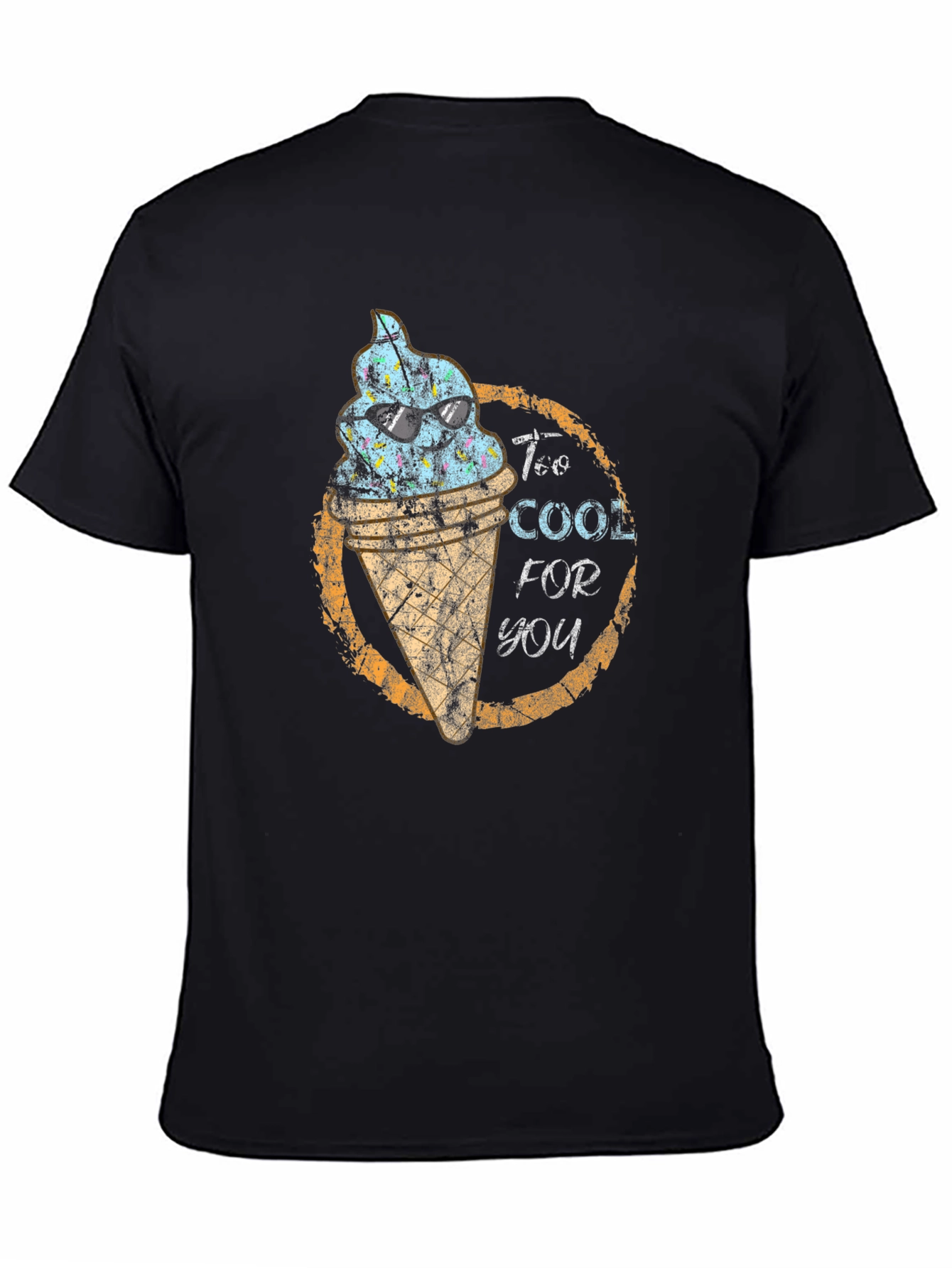 Too Cool For You Ice Cream Graphic Tee - Black