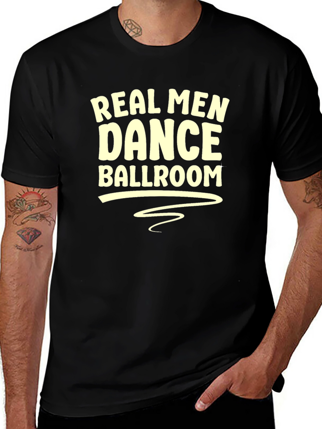 Real Men Dance Ballroom T-Shirt - Black Graphic Tee
