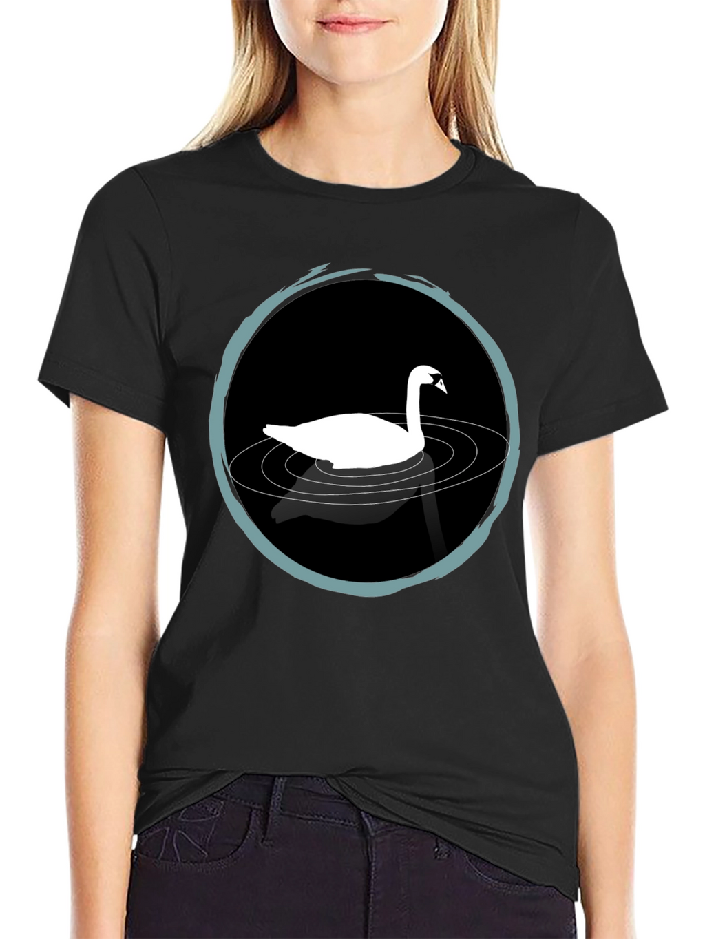 Swan Lake T-Shirt - Elegant Black Tee