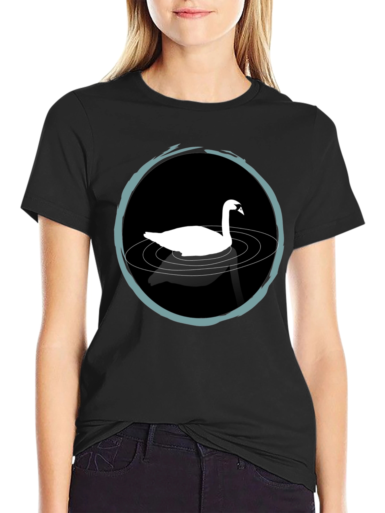 Swan Lake T-Shirt - Elegant Black Tee