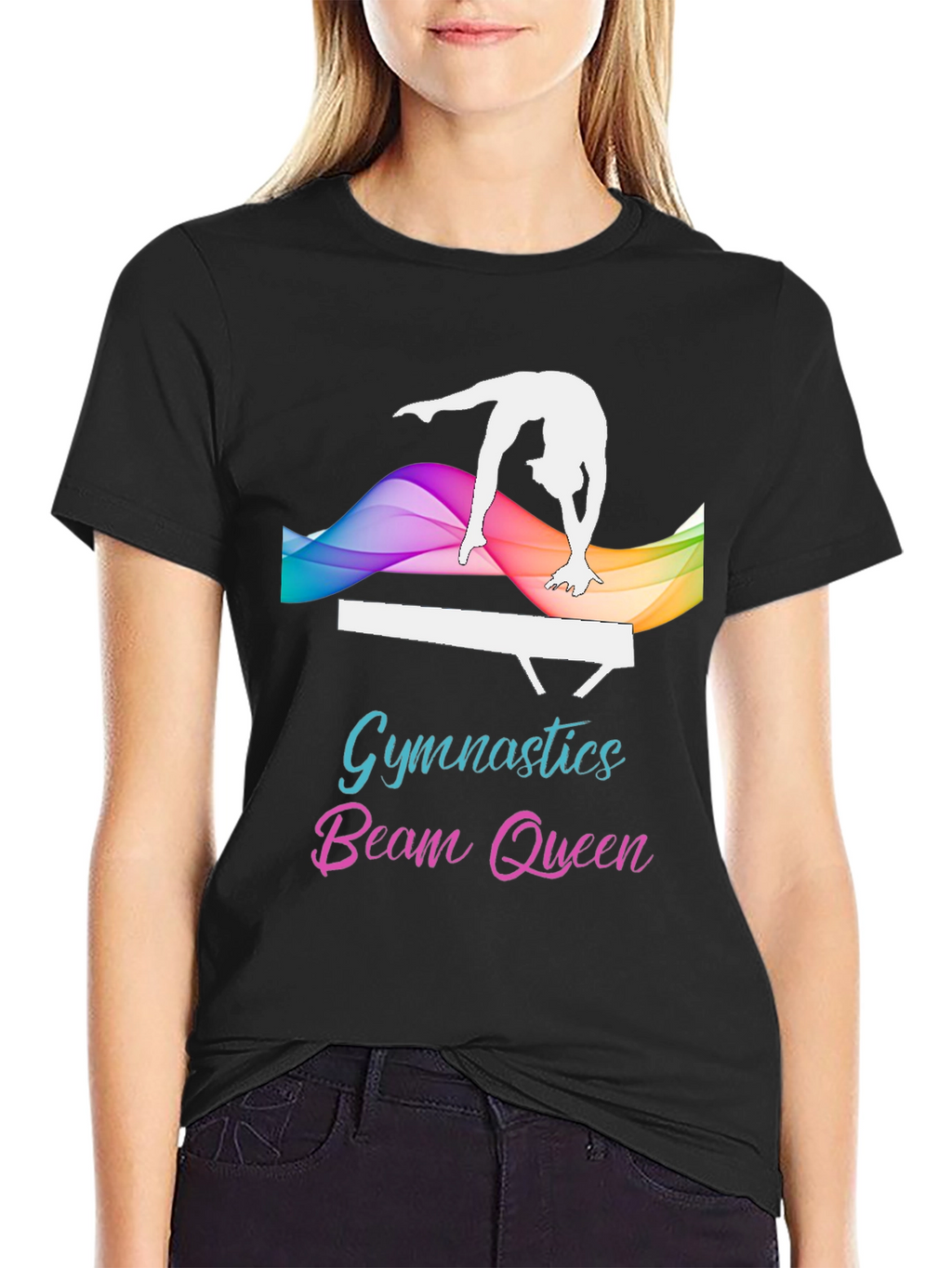 Gymnastics Beam Queen Black T-Shirt