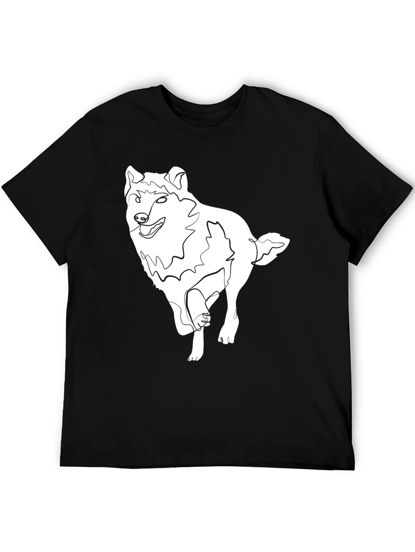 Abstract Wolf Graphic Tee - Black Cotton T-Shirt