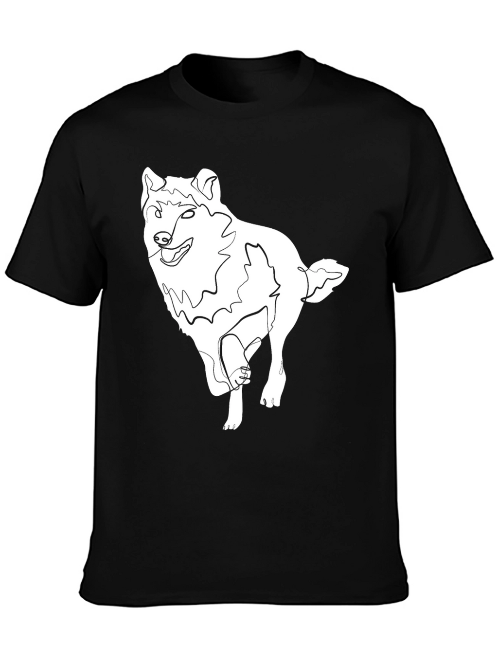 Abstract Wolf Graphic Tee - Black Cotton T-Shirt