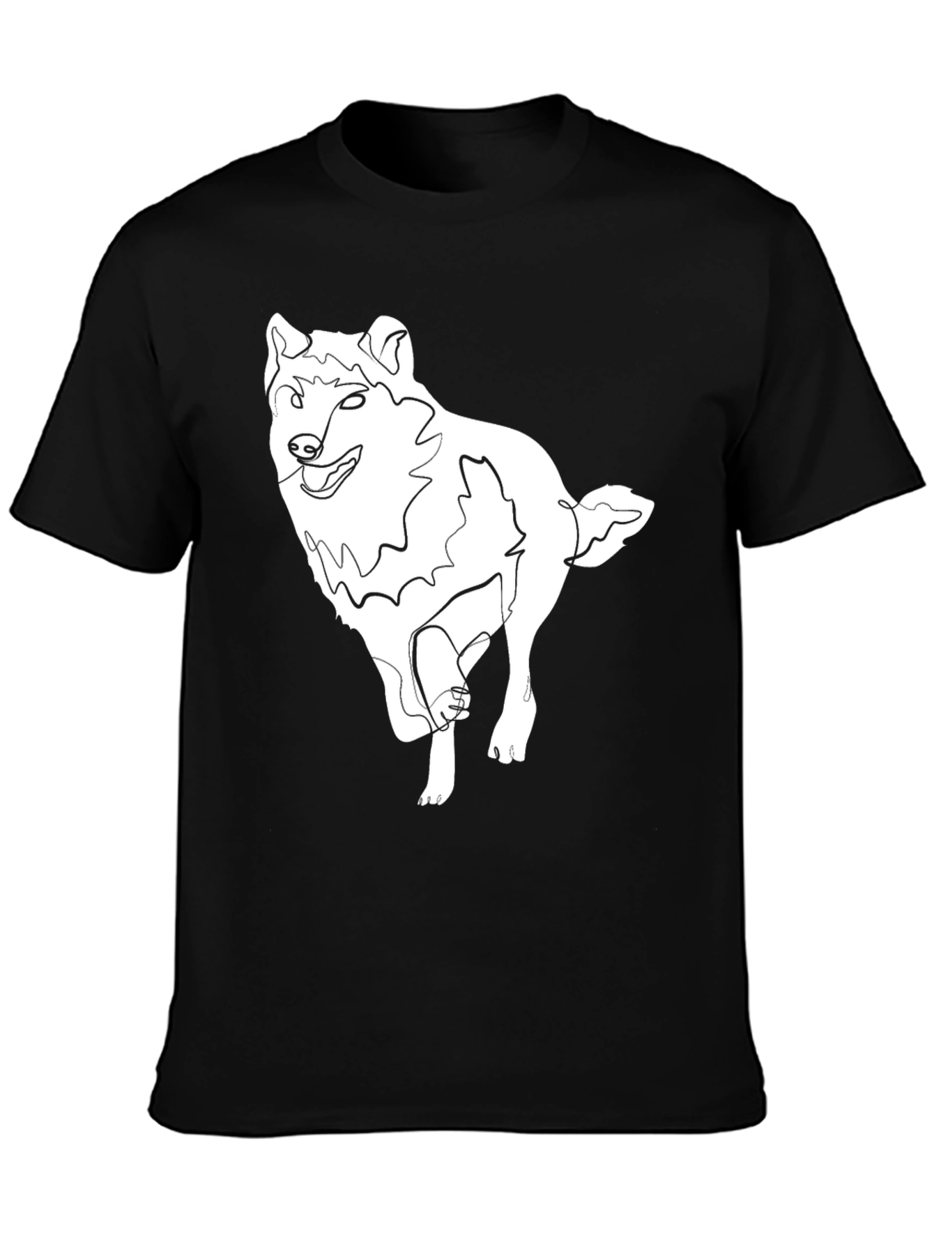 Abstract Wolf Graphic Tee - Black Cotton T-Shirt