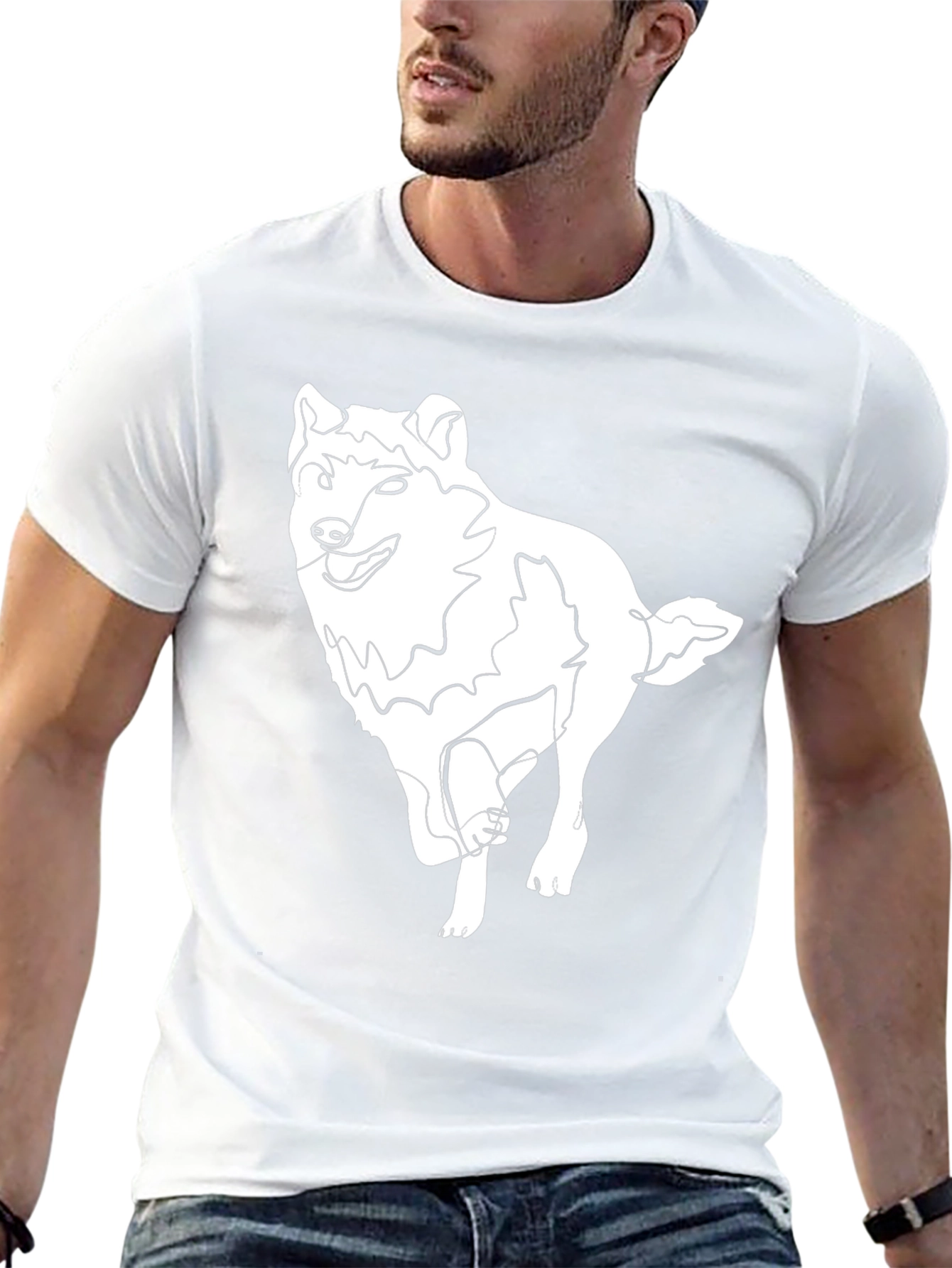 Abstract Wolf Graphic Tee - Black Cotton T-Shirt