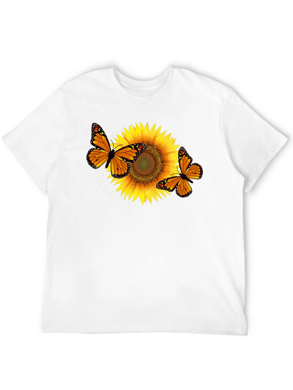Sunflower & Butterfly Graphic Black T-Shirt
