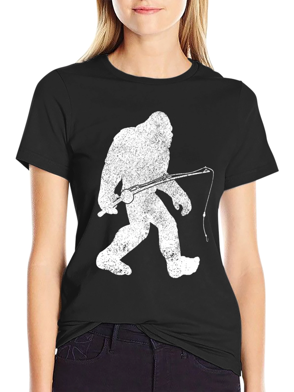 Bigfoot Fishing Graphic T-Shirt