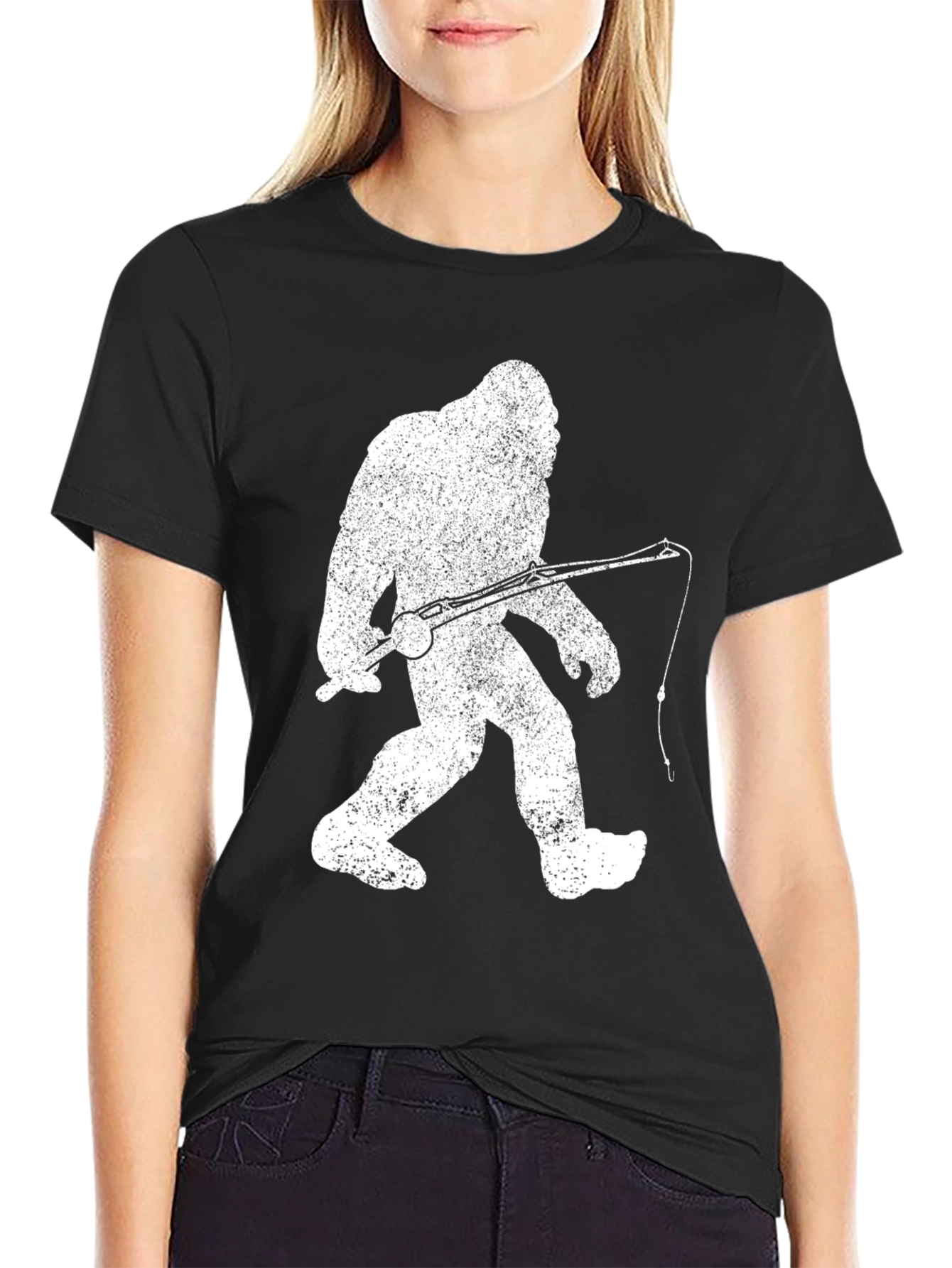 Bigfoot Fishing Graphic T-Shirt