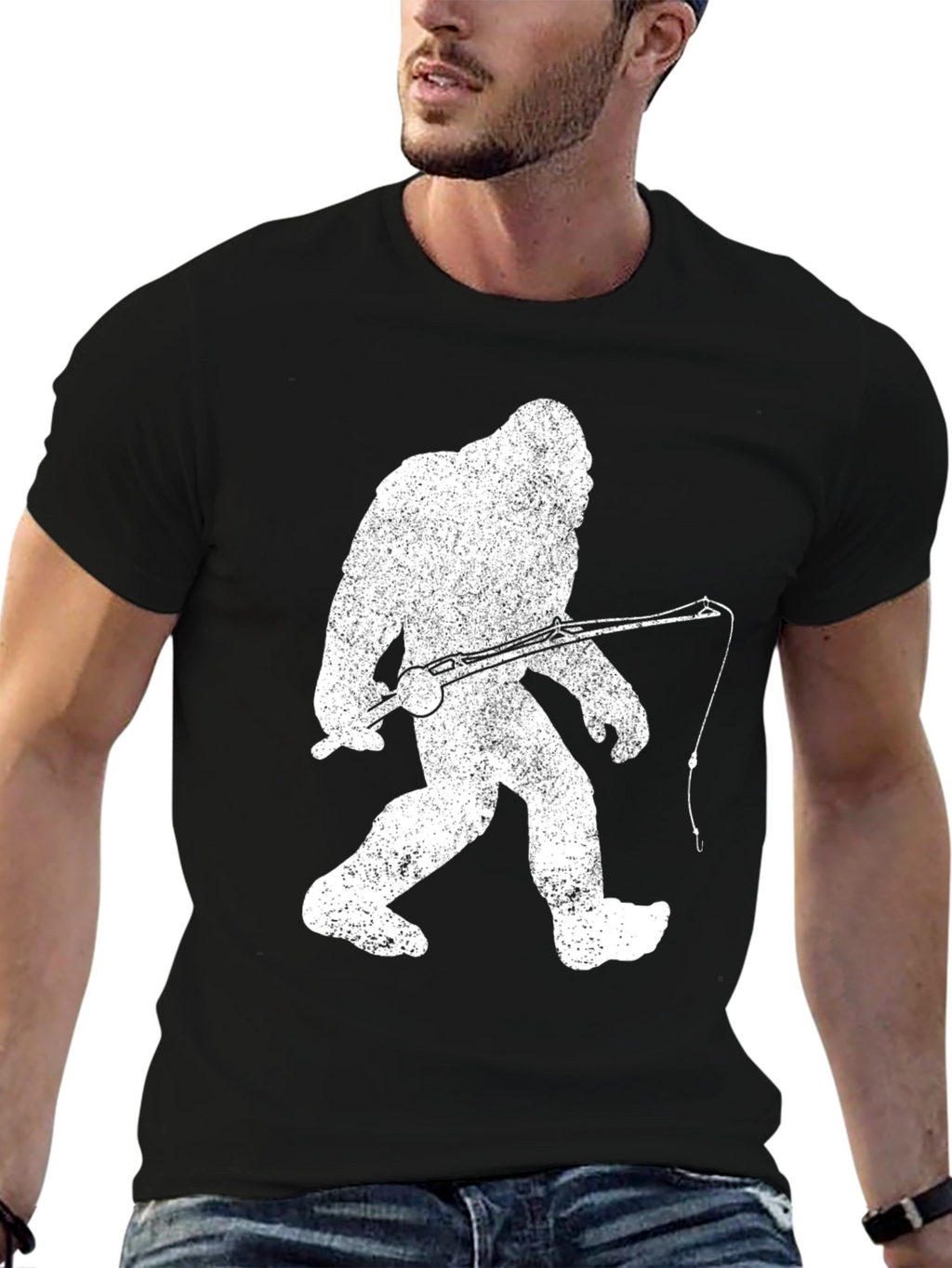 Bigfoot Fishing Graphic T-Shirt