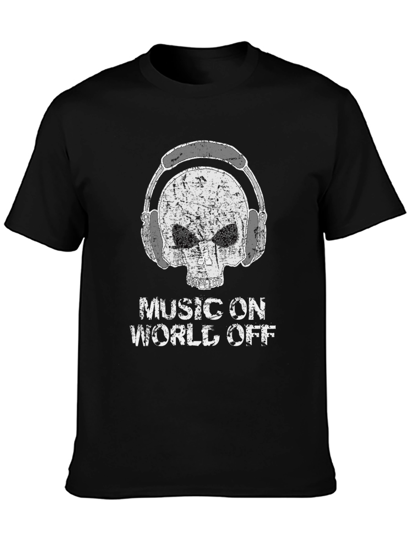 Music On World Off Skull Graphic Tee