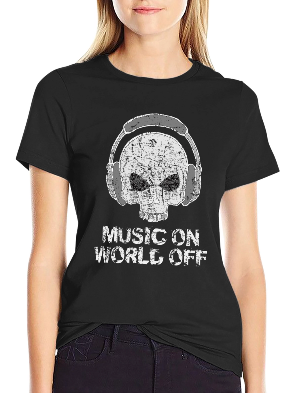 Music On World Off Skull Graphic Tee