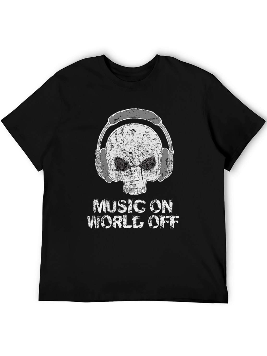 Music On World Off Skull Graphic Tee