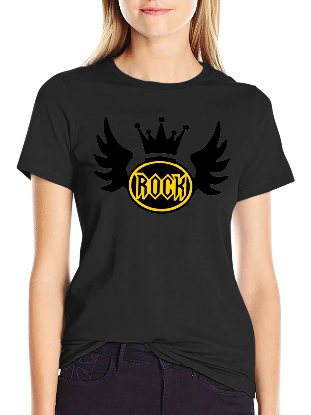 Rock Crown Wings Graphic Tee - Mens Black T-Shirt