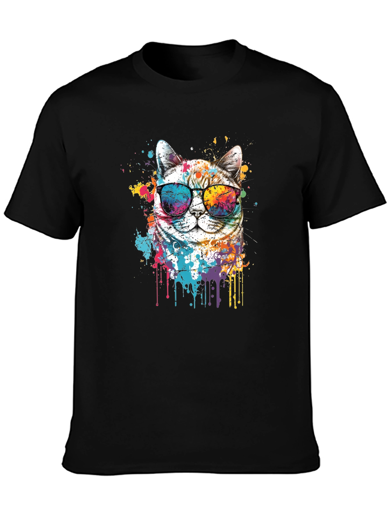 Cool Cat T-Shirt: Splash Art Kitten Tee