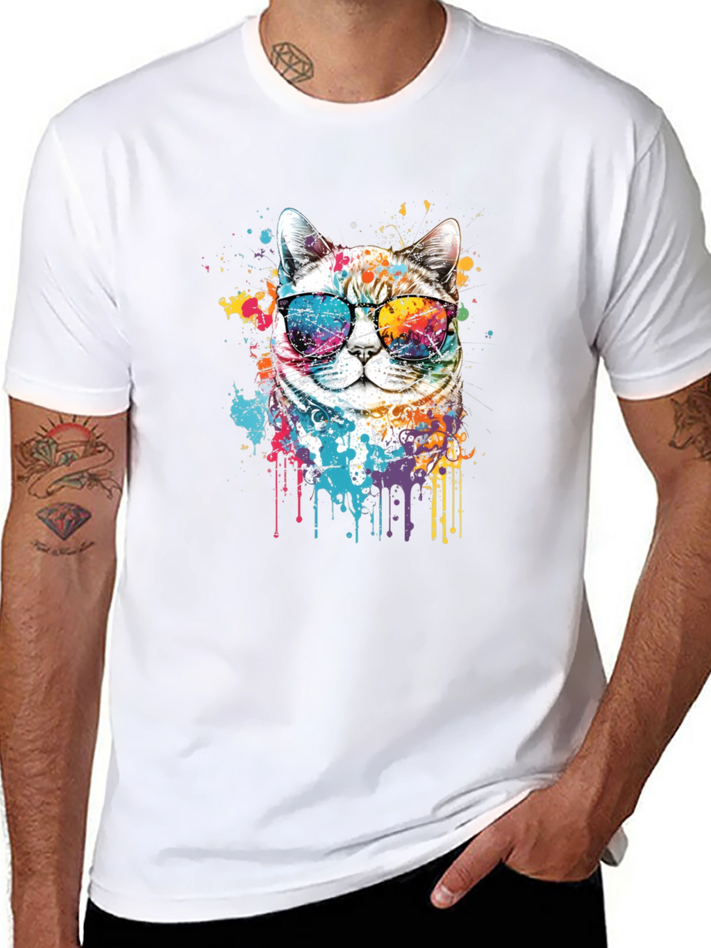 Cool Cat T-Shirt: Splash Art Kitten Tee