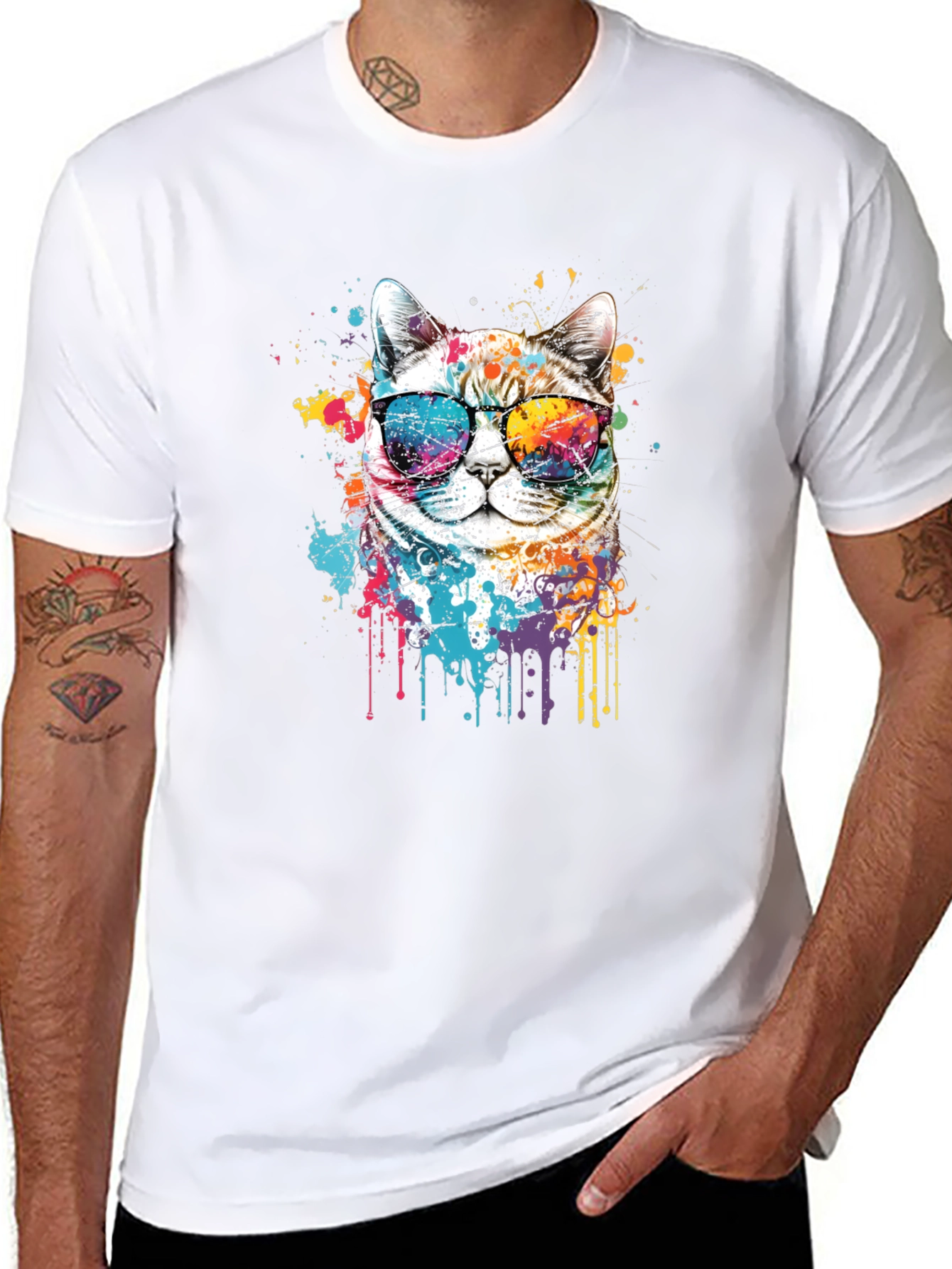 Cool Cat T-Shirt: Splash Art Kitten Tee