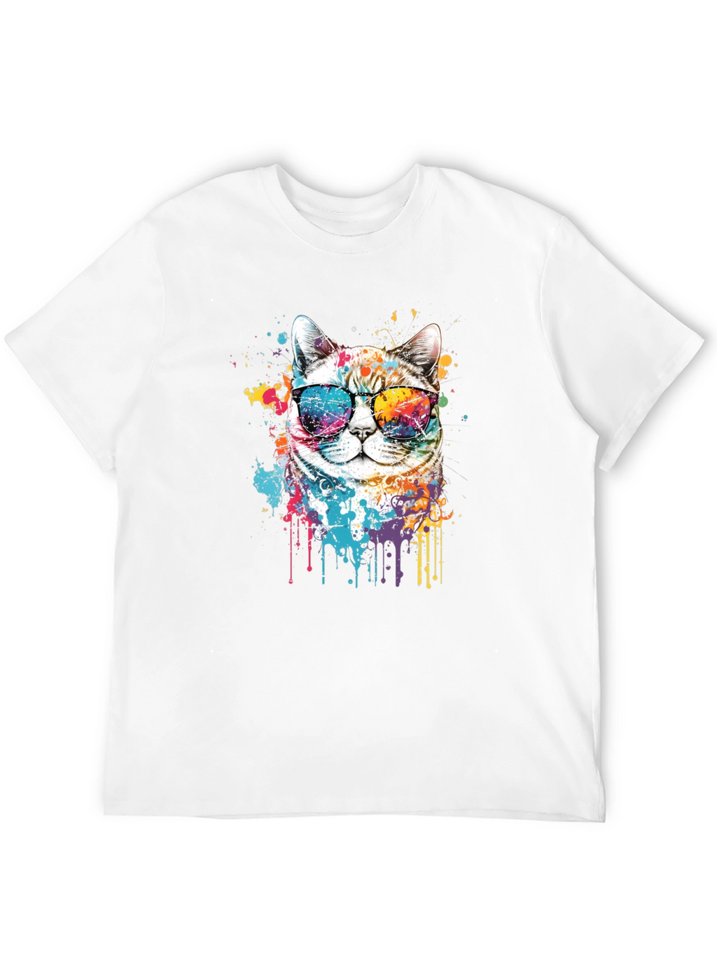 Cool Cat T-Shirt: Splash Art Kitten Tee