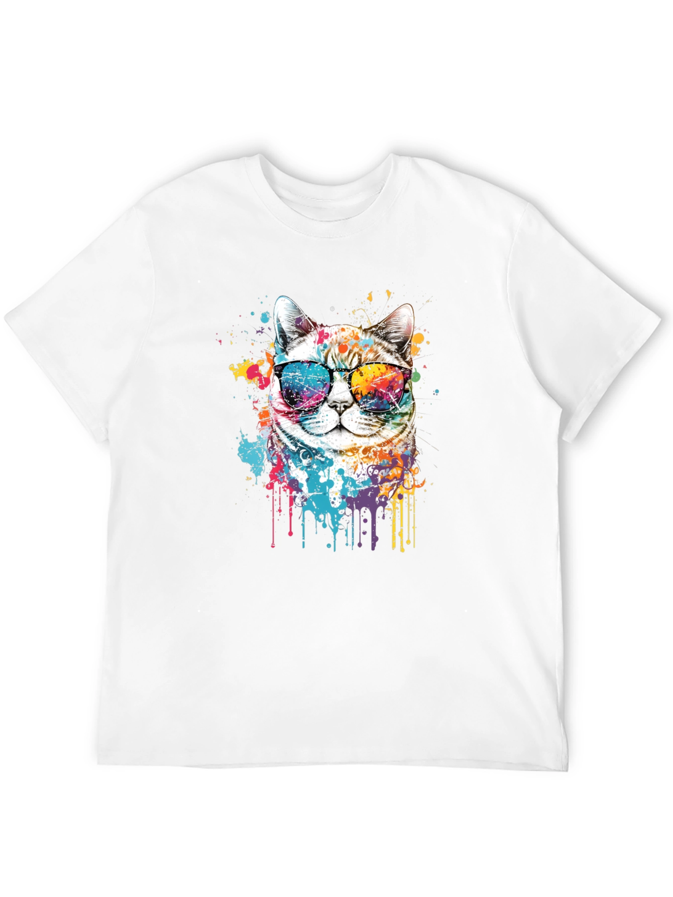 Cool Cat T-Shirt: Splash Art Kitten Tee