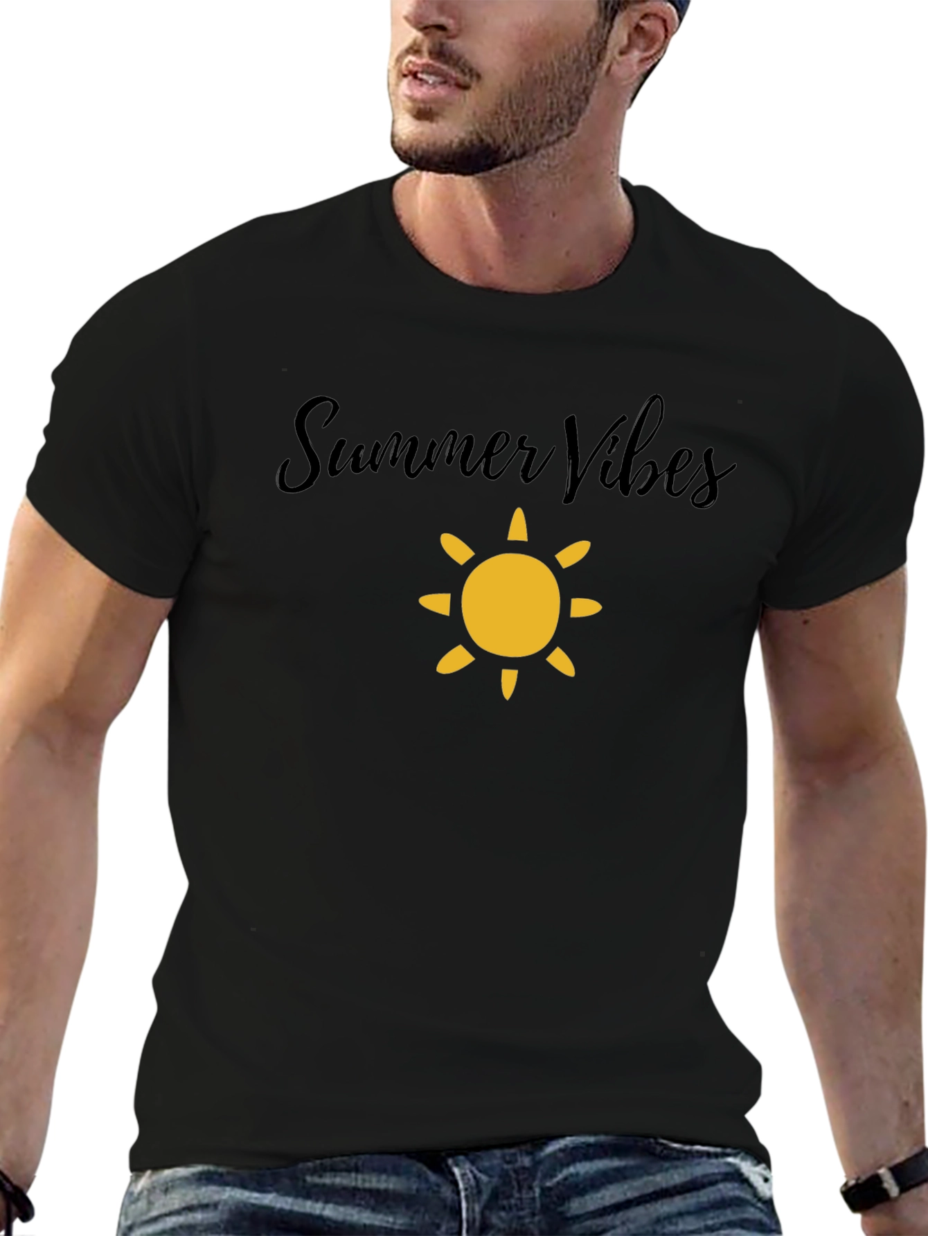 Summer Vibes Black T-Shirt - Mens Casual Wear