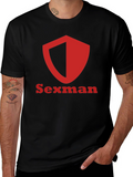 Sexman Graphic T-Shirt - Bold Red Shield Logo Tee
