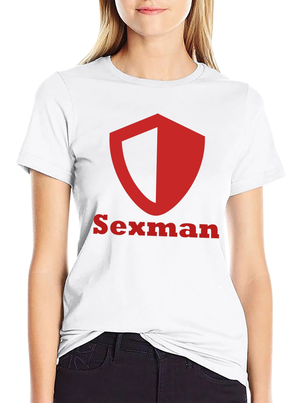 Sexman Graphic T-Shirt - Bold Red Shield Logo Tee
