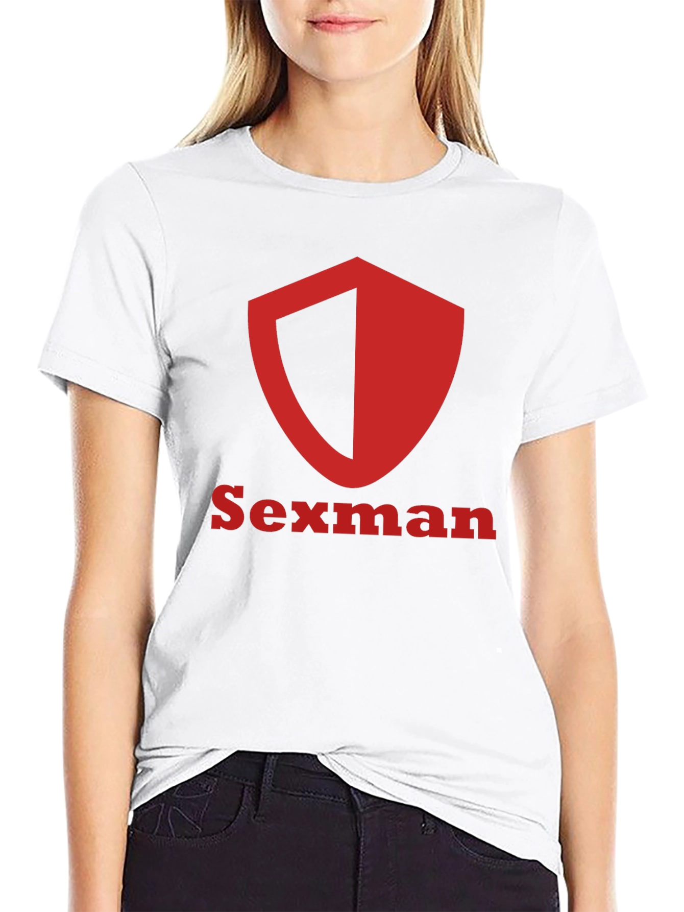 Sexman Graphic T-Shirt - Bold Red Shield Logo Tee
